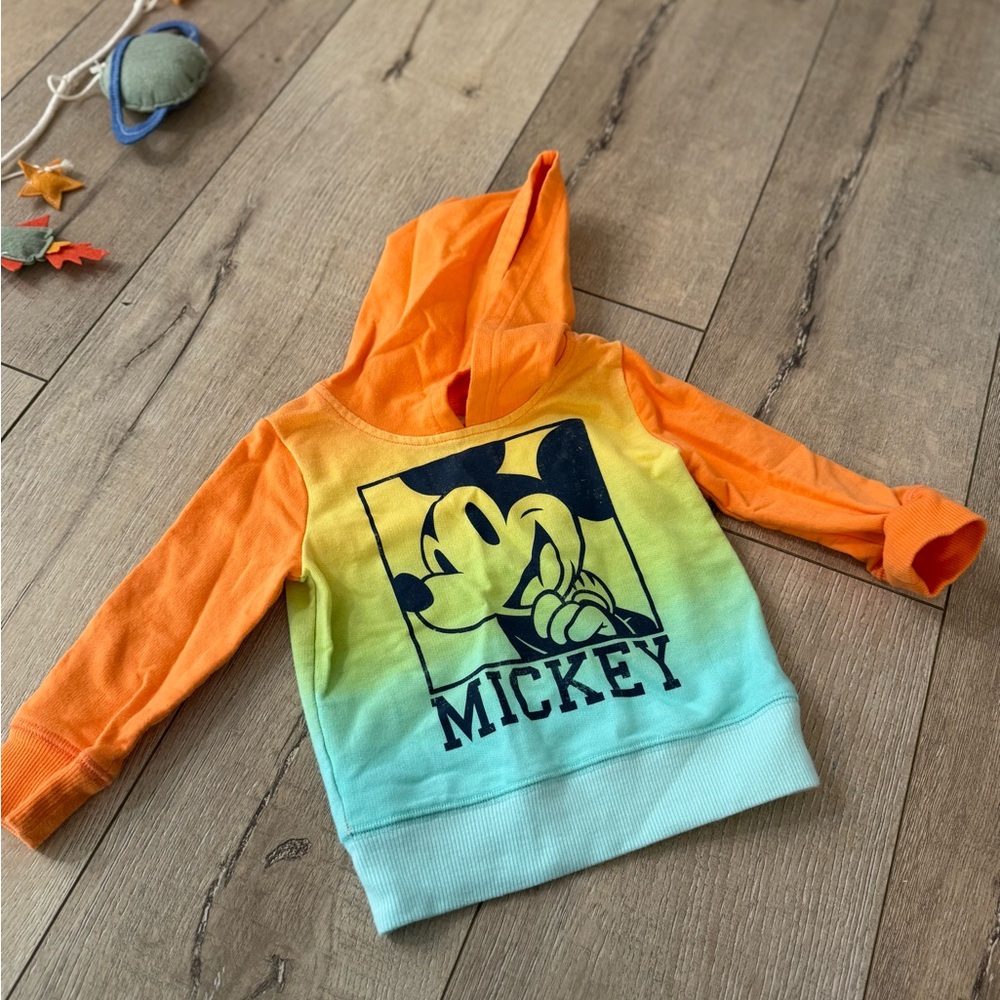 Mickey Mouse Orange and Green Kids Hoodie